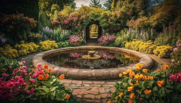 Un jardín formal con belleza en la naturaleza generado por IA