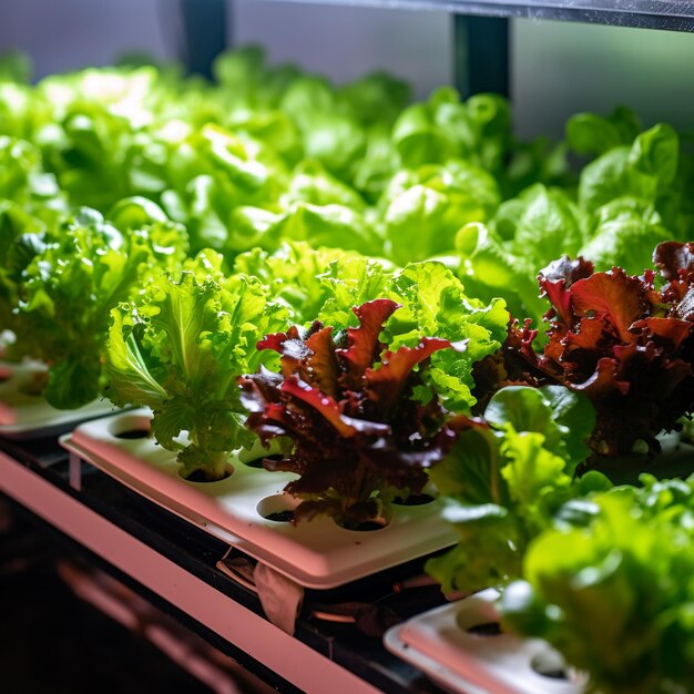 Foto jardín hidropónico con verduras