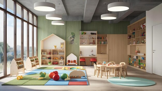 Foto jardín de infantes interior moderno de la habitación para clases y juegos