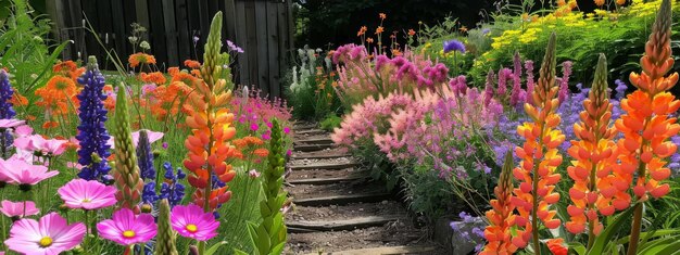 Un jardín lleno de flores y plantas vibrantes