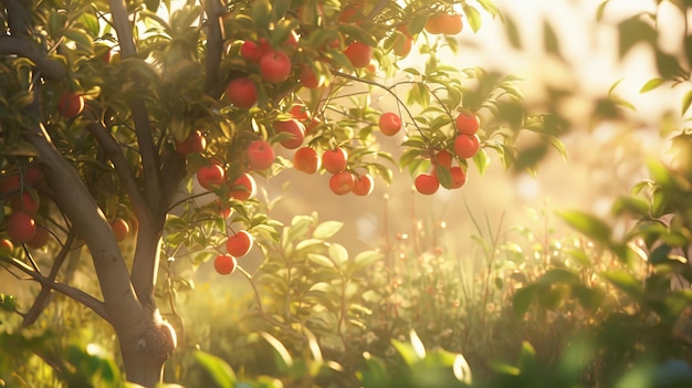 Jardín de manzanas de verano Ilustración AI GenerativexA