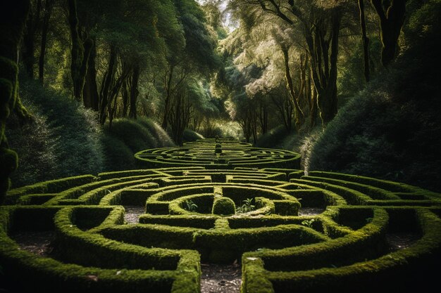 Foto jardín místico laberinto con ilusiones que engañan a los sentidos