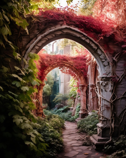 Jardín pequeño con arco del árbol