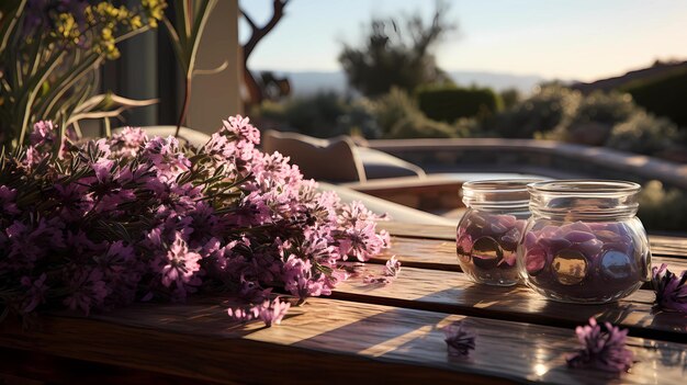 un jardín con plantas de lavanda