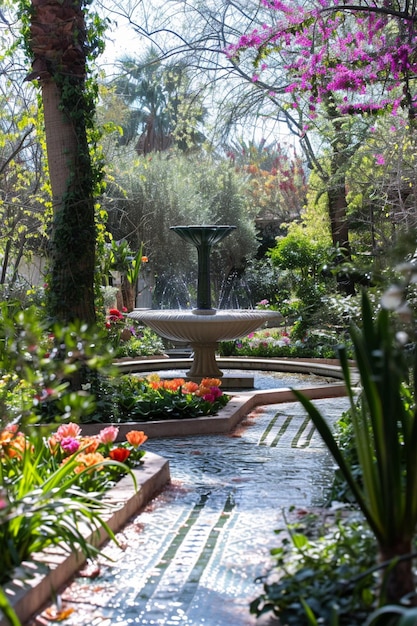un jardín que cobra vida en primavera para el Nowruz