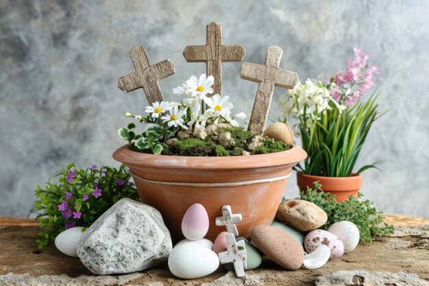 Foto jardín de la resurrección hecho a mano para la celebración de la pascua