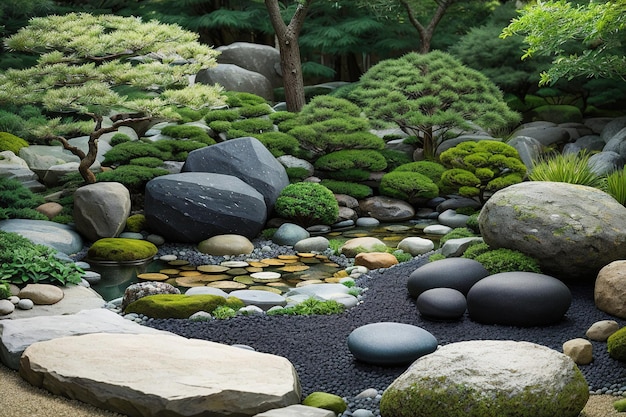 jardín con rocas