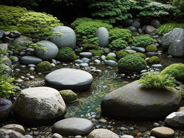 jardín con rocas