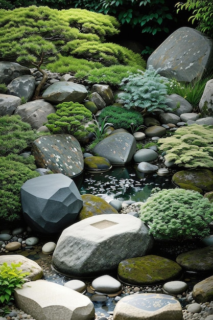 jardín con rocas