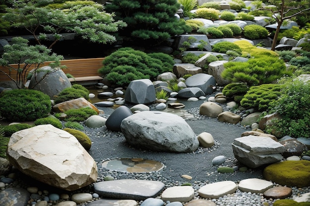 jardín con rocas