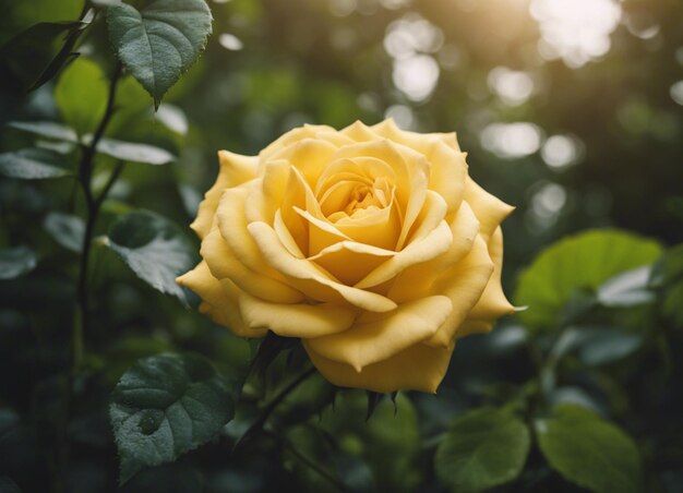 Foto un jardín de rosas amarillas