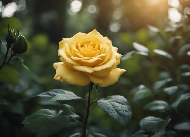 Un jardín de rosas amarillas