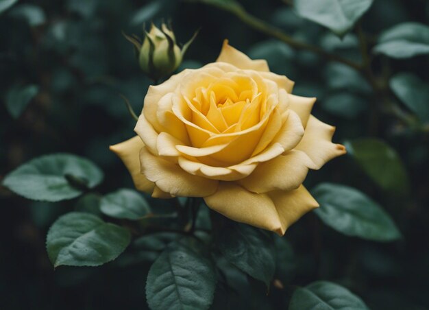 Un jardín de rosas amarillas