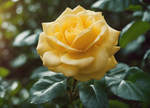 Un jardín de rosas amarillas