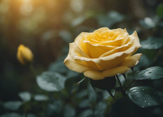 Un jardín de rosas amarillas