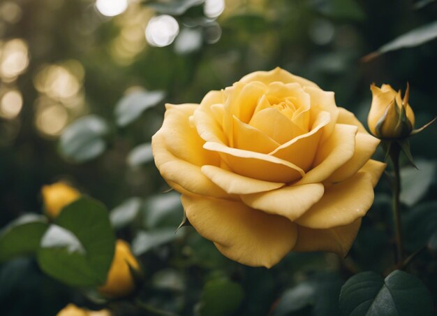 Un jardín de rosas amarillas