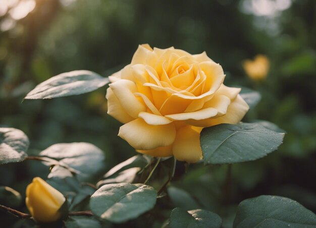 Un jardín de rosas amarillas