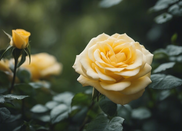 Un jardín de rosas amarillas