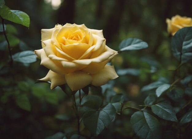 Un jardín de rosas amarillas