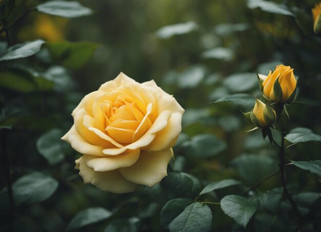 Un jardín de rosas amarillas