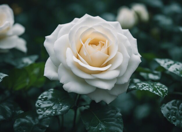 Un jardín de rosas blancas