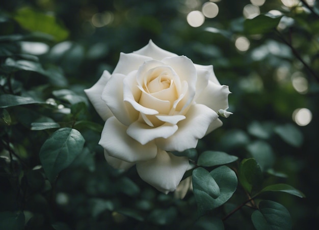 Un jardín de rosas blancas