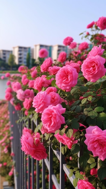 Jardín de rosas en primavera