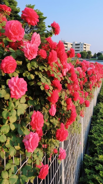 Jardín de rosas en primavera