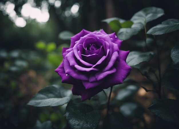 Un jardín de rosas púrpuras