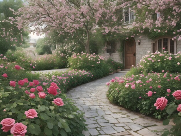 Foto jardín de rosas