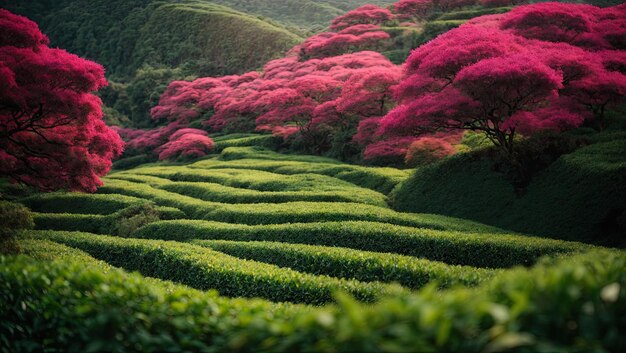 Jardín de té de cerca