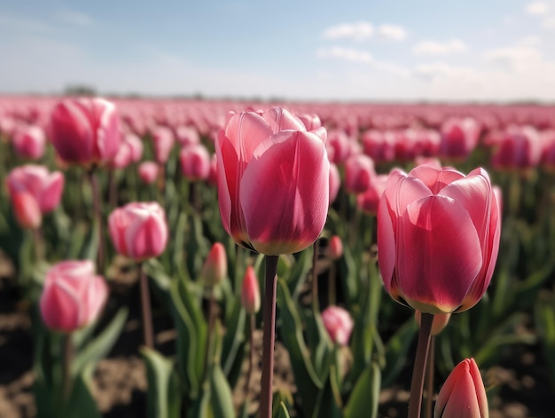 un jardín de tulipanes