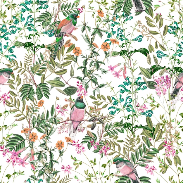 Jardín de verano Patrón decorativo sin costuras Fondo repetitivo Impresión de papel tapiz para azulejos
