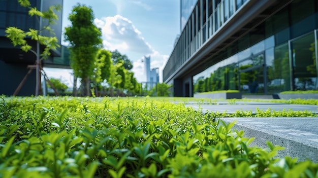 Jardín verde en la azotea Oasis urbano pacífico y sostenible