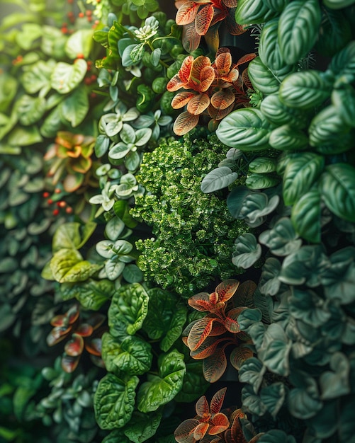 Foto un jardín vertical con varias hierbas orgánicas