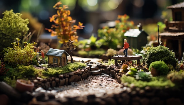 Jardín viviente mini fuente de roca diorama del viejo oeste cambio de inclinación