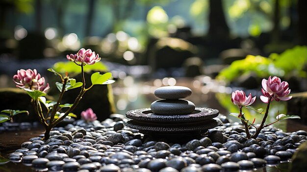 Foto el jardín zen, la elegancia, el agua, la salpicadura de la flor, el elegancia.