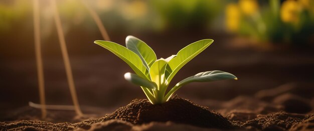 Foto jardinagem plantação sementeira fazenda dia ensolarado agricultura cultivo deixar vegetação terra cópia espaço bandeira