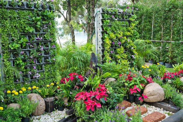 Foto jardinagem vertical em harmonia com a natureza.