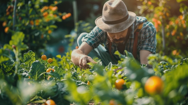 Jardiner que se encarga de cultivar verduras y frutas en el jardín