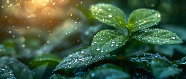 Jardinería con gotas de agua dulce en una mañana lluviosa en el campo Un estilo de vida sostenible para un futuro mejor