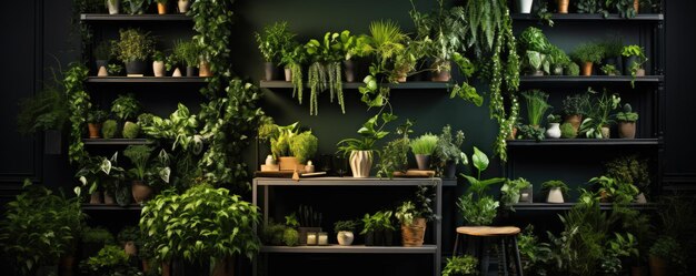 Jardinería vertical en el apartamento Panorama de estilo interior escandinavo Ai generativo