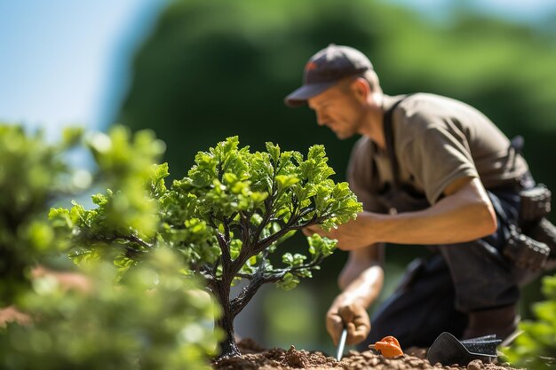 Foto jardinero podando un árbol ai generativo