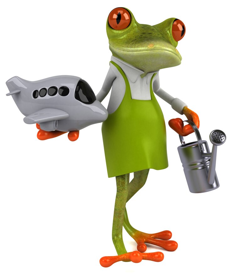 Foto jardinero de ranas divertidas - ilustración 3d