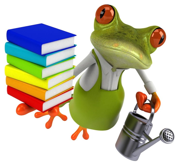 Foto jardinero de ranas divertidas ilustración 3d