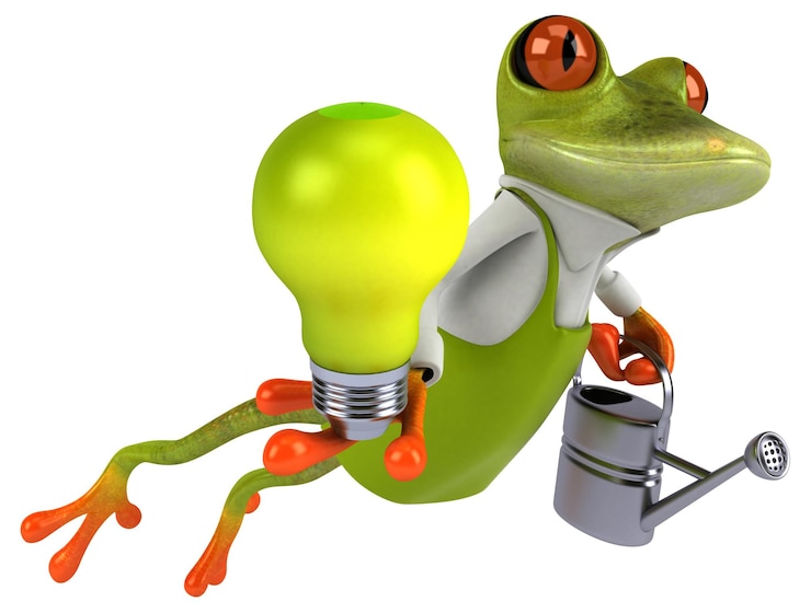 Foto jardinero de ranas divertidas ilustración 3d