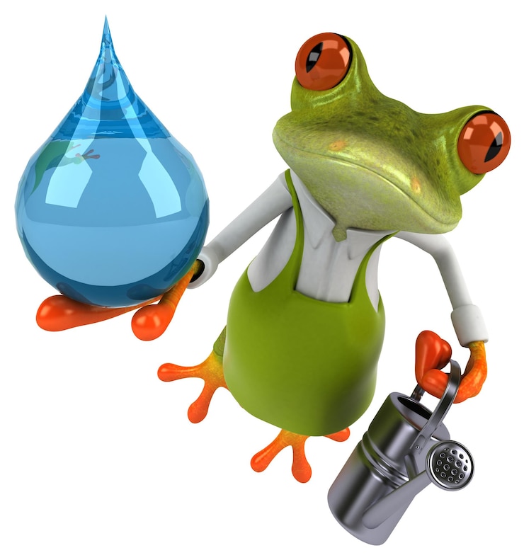 Foto jardinero de ranas divertidas ilustración 3d