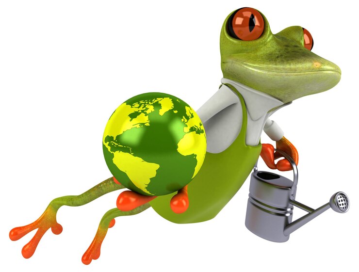 Foto jardinero de ranas divertidas ilustración 3d