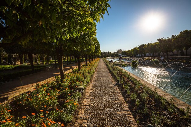 Jardines en el Alcázar de los Reyes Cristianos en Córdoba, España