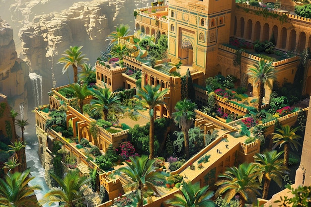 Foto los jardines colgantes del oasis de babilonia